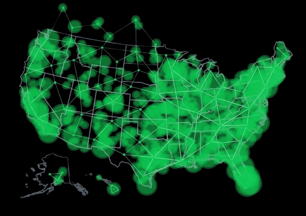 Farhand nationwide field-service coverage map — every US zip code
